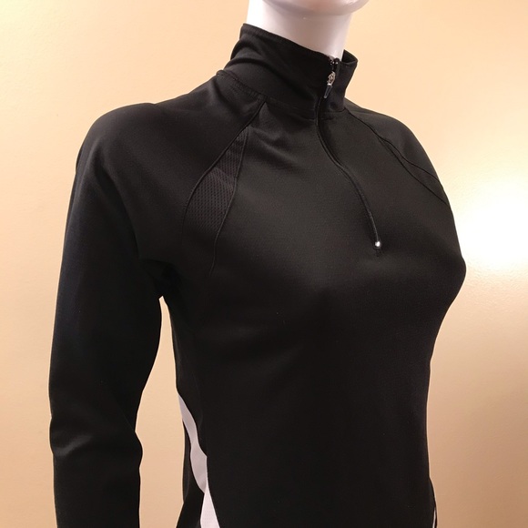 Jockey Athletic Pullover Quarter Zip Womens Size Small Black White Long Sleeve - Picture 2 of 14